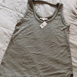 LOFT Striped Tank Green and White